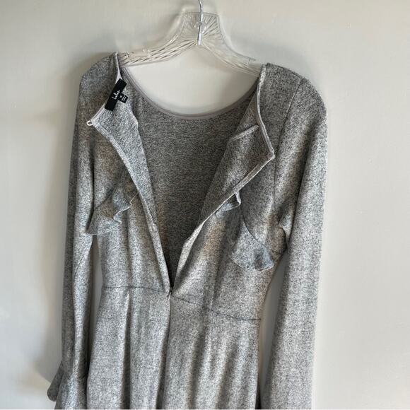 NWT Lulu’s Favorite Tune Heather Grey Faux Wrap Sweater Dress - Picture 7 of 8